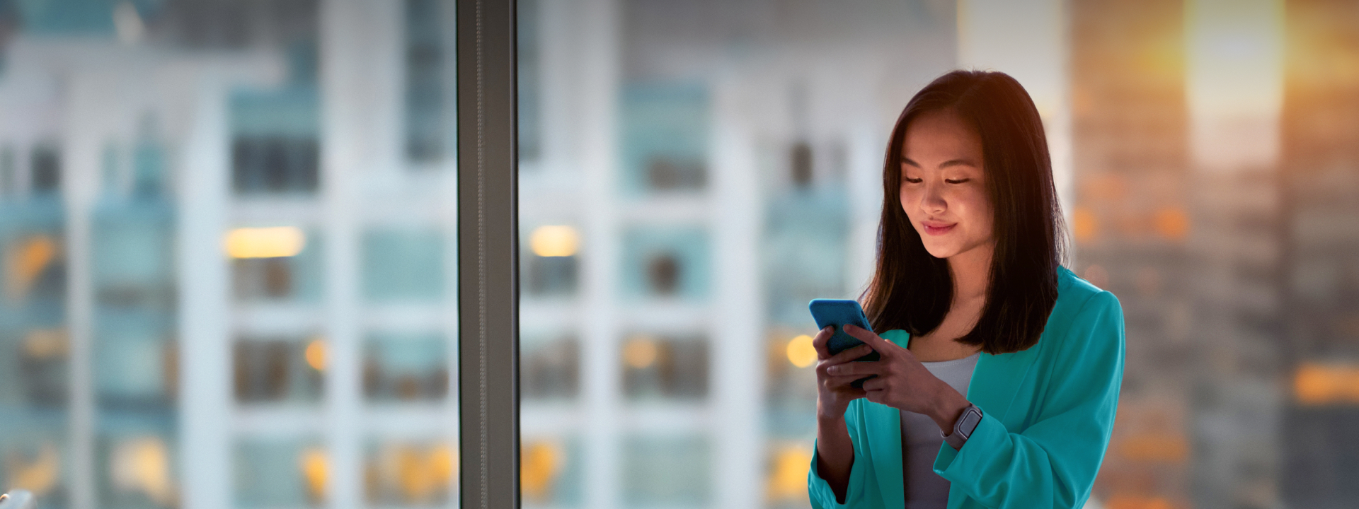 Person using smartphone while traveling